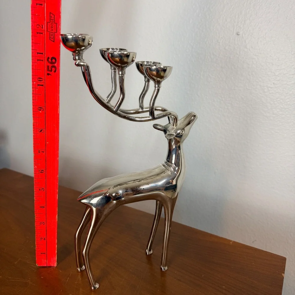 Godinger Reindeer Candelabra Silverplate Christmas Holiday Decor